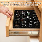 2 Pcs 24 Grid Stackable Jewelry Organizer Tray with Removable Dividers Ice Velvet Jewelry Display Showcase Tray for Necklace Earring Ring Bracelet Holder (Black Velvet) - color: Black Velvet