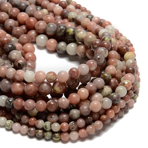 95pcs(2 Strand) 8mm Natural Plum Bloosom Jasper Gemstone Beads, Round Cherry Agate Stone Beads for Jewlery Bracelets Earrings Making DIY - color: Cherry Blossom Agate, size: 8mm