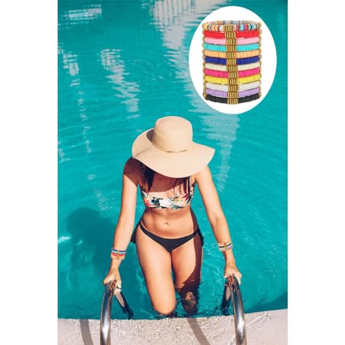 12pcs Friendship Bracelets Beaded Bracelets Heishi Bracelet Cute Bracelets Stack Vinyl Clay Disc Bead Surfer Stretch Summer Beach Bracelets For Women Preppy Bracelets - color: I