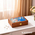 Travel Jewelry Case Small Wood Jewelry Organizer Jewelry Box for Women (Nut-Brown Print D) - color: Nut-Brown Print D