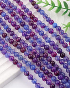 Natural Stone Beads 8mm Polished Round Smooth Gemstone Beads for Jewelry Making Supplies 15 Inch(45 Beads) (Blue and Purple Dual-Coloured Dragon Pattern) - color: Blue and purple dual-coloured dragon pattern-45pcs