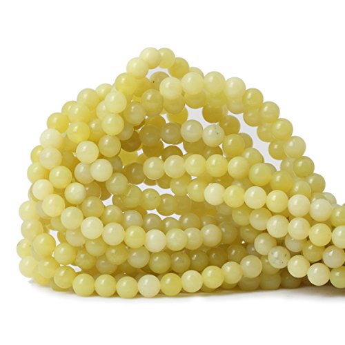 60PCS 6mm Natural Yellow Lemon Jade Gemstone Round Loose Beads for Jewelry Making DIY Findings 1 Strand 15" - color: Lemon jade, size: 6mm