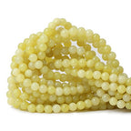 60PCS 6mm Natural Yellow Lemon Jade Gemstone Round Loose Beads for Jewelry Making DIY Findings 1 Strand 15" - color: Lemon jade, size: 6mm