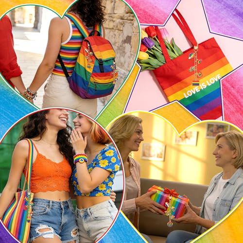 AUGSUN 189 Pcs LGBT Pride Keychain Making Kit DIY Bead Keychain Crafts Rainbow Charm Gay Lesbian Accessories for Pride Month Gifts LGBT Party Celebrations - style: LGBT