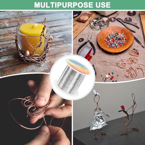 M METERXITY 0.2mm Jewelry Wire, 32 Gauge 328FT Craft Wire Copper Beading Wire for Jewelry Making/Planting/Weaving/DIY Crafting, Soft Metal Wires [100M, Silver White] - color: Silver White, size: 0.2mm 32 Gauge