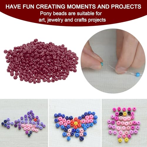 HARFINGTON 2000Pcs Small Glass Beads 6/0 4mm Loose Tiny Round Small Beads for Bracelet Earring Rings Jewelry Making, Burgundy Red - color: Burgundy Red