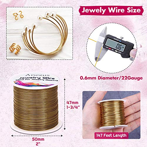 22 Gauge Jewelry Wire, Anezus Craft Wire Tarnish Resistant Copper Beading Wire for Jewelry Making Supplies and Crafting (Antique Bronze, 49 Yards/45 Meters) - color: Antique Bronze