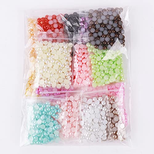 2500pcs 6mm Half Round Pearl Beads Mixed 15 Colors Cabochon Flatback Gem DIY Scrapbooking Shoes Phone Nail Art Making Crafts Material - size: 6mm 2500pcs