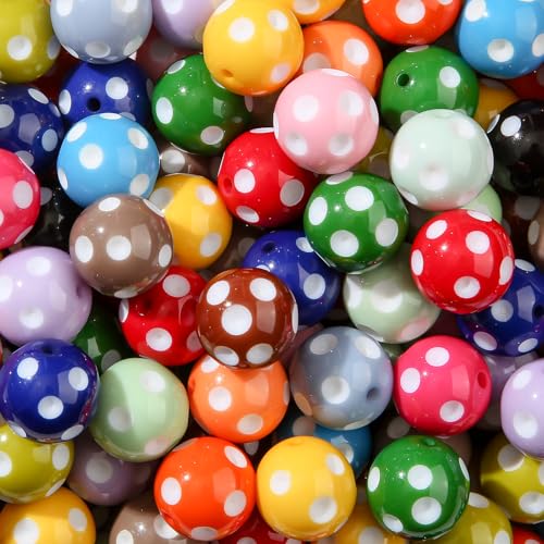 20mm Acrylic Crackle Beads 60pcs Chunky Bubblegum Bead Colors Pen Beads for Jewelry Making Bracelet Necklace Craft Making Supplies(Color&White) - color: color&white