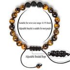 Hamoery Men Women 8mm Tiger Eye Stone Beads Bracelet Elastic Natural Stone Yoga Bracelet Bangle - color: Tiger Eye Matte-21018