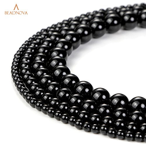 BEADNOVA 4mm Black Onyx Gemstone Round Loose Beads for Jewelry Making (90-92pcs) - color: 01) Black Onyx Agate Round Beads, size: 4mm