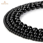 BEADNOVA 4mm Black Onyx Gemstone Round Loose Beads for Jewelry Making (90-92pcs) - color: 01) Black Onyx Agate Round Beads, size: 4mm
