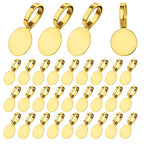 Psyqtsuary 100 pcs Bails for Jewelry Making Silver on Flat Pad Bails Round Pendants Charms Connector Hanger Glue On Pendant Bail Jewelry Bail - color: Gold