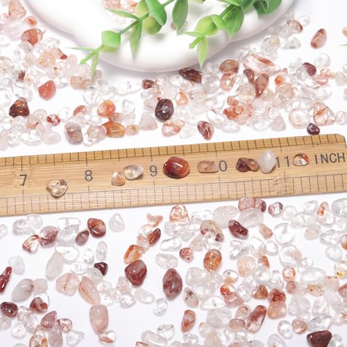 400pcs Natural Chip Stone Beads for Jewelry Making Red Hematoid 5-8mm Irregular Gemstones Healing Crystal Loose Rocks Bead Hole Drilled for Ring Earrings Necklace Bracelet Making DIY Art Crafts - color: Red Hematoid (2 Strands-62")
