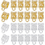 1 Box 160Pcs Gold Bail Spacer Bead Silver Tube Bails Bulk Clasp Bail Bead Charms Connector Tibetan Style Link European Alloy Loop Loose Spacer Beads for Jewelry Making Bracelet Necklace Craft - color: Gold, Silver