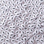 200+ Pieces 4x7mm Single Vowel I Letter Beads for Jewelry Making, White Round Acrylic Bulk Alphabet (Black on White) - size: Single Letter I 200+ Pcs