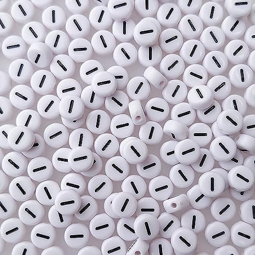 200+ Pieces 4x7mm Single Vowel I Letter Beads for Jewelry Making, White Round Acrylic Bulk Alphabet (Black on White) - size: Single Letter I 200+ Pcs