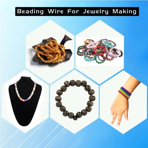 2PCS Flat Elastic line 0.8 mm Elastic Bracelet Rope Elastic Bead Rope for String Jewelry Production and Bracelet Production - size: 2 pack