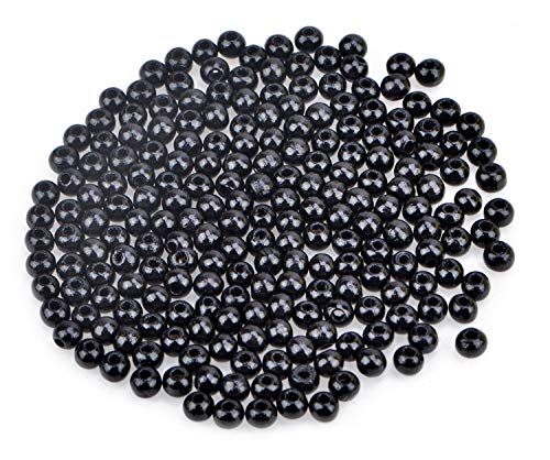 AD Beads Wood Spacer Loose Wooden Craft Beads Big Hole Beads Assorted for Necklace Bracelet Craft Making Decoration (6x8mm 300pcs, Black) - color: Black, size: 6x8mm 300pcs