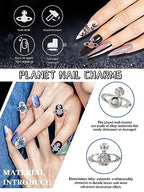 24Pcs Planet Nail Charms, CYHYII 3D Y2K Saturn Nail Art Charms Exquisite Rhinestones Gems Diamond Nail Accessories for Women Girls Nail Art Design DIY Craft Crystals Jewelry(6 Colors) - color: Planet Rhinestones Nail Charms