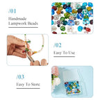 Beadthoven 45pcs Flower Bee Handmade Lampwork Glass Beads 3D Honeybee Rose Floral Glass Bead Charm Spring Summer Bumpy Murano Beads for DIY Earring Bracelet Necklace Jewelry Making - color: Bee Flower