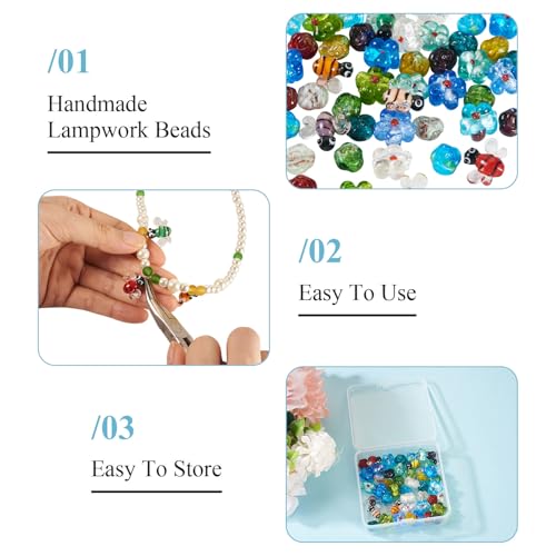 Beadthoven 45pcs Flower Bee Handmade Lampwork Glass Beads 3D Honeybee Rose Floral Glass Bead Charm Spring Summer Bumpy Murano Beads for DIY Earring Bracelet Necklace Jewelry Making - color: Bee Flower