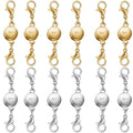 925 Silver and Gold Magnetic Necklace Clasps, Round Necklace Clasp Closures for Jewelry Making,Magnetic Necklace Clasps and Extenders,for Bracelet Necklace and Accessories (12pcs | Gold Silver) - color: 12pcs | gold silver
