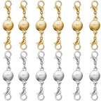 925 Silver and Gold Magnetic Necklace Clasps, Round Necklace Clasp Closures for Jewelry Making,Magnetic Necklace Clasps and Extenders,for Bracelet Necklace and Accessories (12pcs | Gold Silver) - color: 12pcs | gold silver