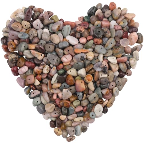 400pcs Natural Chip Stone Beads for Jewelry Making Alashan Agate 5-8mm Irregular Gemstones Healing Crystal Loose Rocks Bead Hole Drilled for Ring Earrings Necklace Bracelet Making DIY Art Crafts - color: Alashan agate(2 Strands-62")
