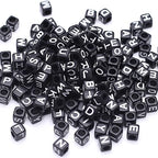 1000Pcs Black Acrylic Square Letter Beads White Cube Alphabet Beads White Letter A-Z Mixed Plastic Loose Beads for Jewelry Making Friendship Bracelets Key Chains Necklaces(6mm) - color: black-white(6mm)