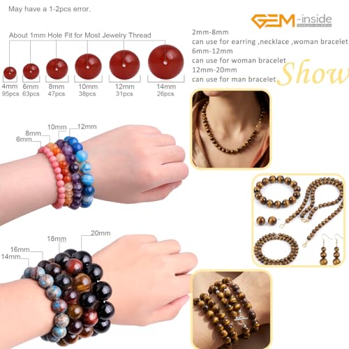 GEM-Inside Natural 3mm Tiger Eye Gemstone Loose Beads Round Crystal Energy Stone Power for Jewelry Making 15'' - color: Yellow Tiger Eye, size: 3mm