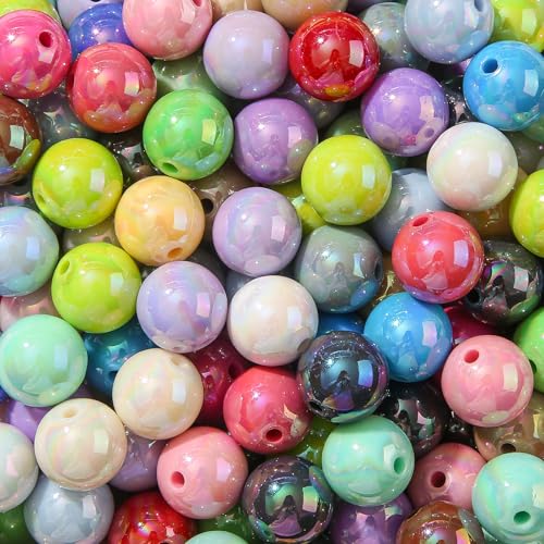 16mm Acrylic Beads 100pcs Chunk Bubblegum Bead Beads for Pens for Necklace Jewelry Bracelets DIY Crafts Making (mixcolor) - color: mixcolor