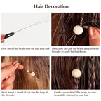 10Pcs Hair Extension Tools, Hair Loop Styling Tool, DIY Pulling Hook Needle Bead Device for Hair Extension Beads and Automatic Needle Threading (Black)
