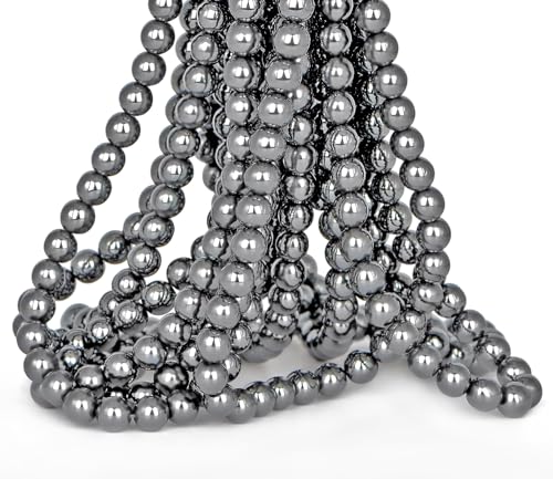 4mm 200pcs Natural Stone Round Beads Black Hematite Genuine Stone Beading Loose Gemstone DIY Charm Smooth Beads for Bracelets Necklaces Earrings Hole Size 1mm (Black Hematite 4mm) - color: Black Hematite, size: 4mm