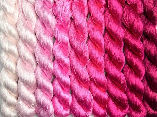 100% Nature Mulberry Handmade Embroidery Silk Thread Woven Jewelry Accessory Artificial Flowers Cross Stitch Floss DIY Sewing Kits 9 Gradient Colors 22m Each (39) - color: 39