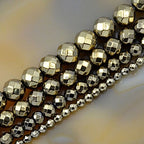 AD Beads Natural Faceted & Smooth Metallic Hematite Round Gemstone Loose Beads 16" 2mm 3mm 4mm 6mm 8mm 10mm (6mm, Pyrite Hematite (Faceted)) - color: Pyrite Hematite (Faceted), size: 6mm