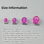 850pcs Acrylic Round Faceted Beads 6mm 8mm 10mm 12mm Faceted Round Spacer Beads for Bracelets Necklace Earring DIY Jewelry Making Craft(Rose Red) - color: Rose Red