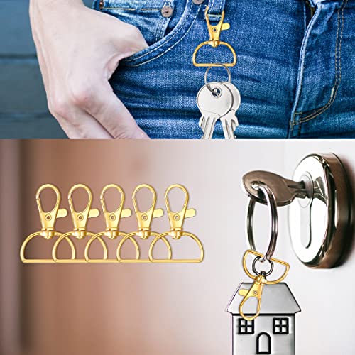 Swivel Snap Hook, 35 PCS Light Gold Lanyard Clips, Metal Lobster Claw Clasps Keychain Hook with 3/4 INCH D Ring for Macrame Keychain Swivel Clips for Making Key Fobs - color: Light Gold