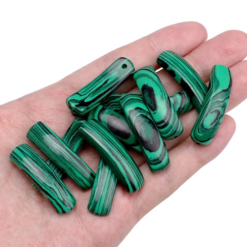 BEADIA Natural Curved Malachite Stone Beads 36x10mm 4pcs for DIY Bracelet Jewelry Making - color: Malachite