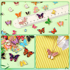 MARFOREVER 120 Pcs Butterfly Charms for Jewelry Making, Mixed Butterflies Charms Assorted Gold Enamel Butterfly Pendants for DIY Necklace Bracelet Earrings Making Supplies Gifts for Mother Women Girls - style: Butterfly