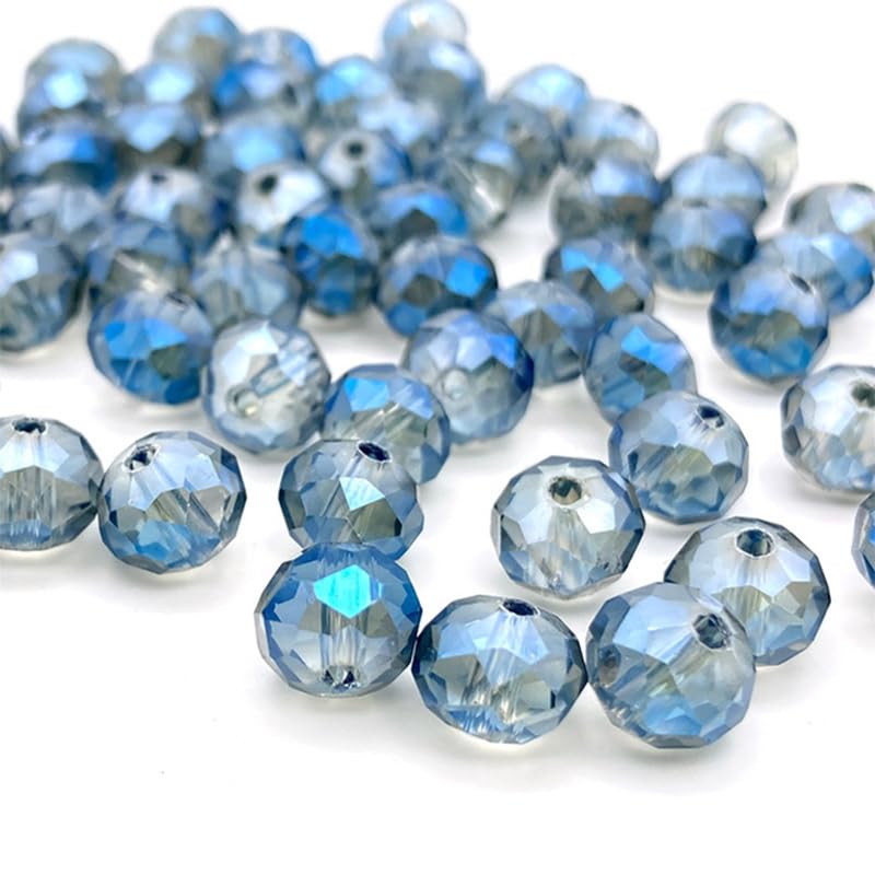 415pcs Rondelle Crystal Glass Beads 2mm 4mm 6mm 8mm Mixed Sizes, Faceted Briolette Spacer Czech Seed Loose Beads for DIY Jewelry Making (Blue) - color: Blue