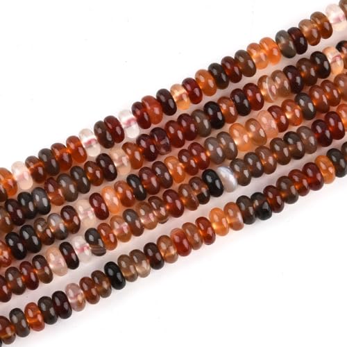 160pcs 4x2mm Natural Banded Brown Agate Disk Rondelle Spacer Stone Semi Precious Gemstone Loose Beads for Jewelry Making 15 Inch - color: Banded Brown Agate