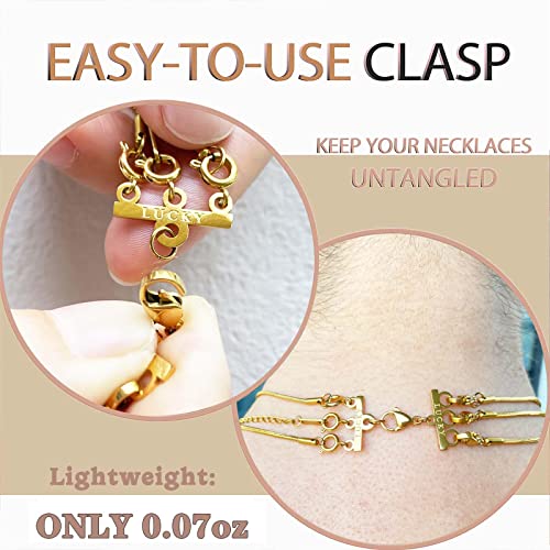 Dailyacc Lucky Necklace Layering Clasp 18K Gold and Silver Multi Strand Clasps for Stackable Necklaces - color: 4PCS Gold and Silver Clasps