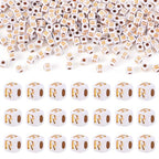FASHEWELRY 500Pcs White Golden Letter Beads 4.5mm Square Alphabet Beads Acrylic Cube Letter R Beads for Friendship Bracelet Necklace Keychains Jewelry Making - color: Letter R