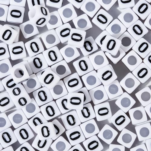 200pcs Square White Number 0 Beads for Bracelets,Single Digit 0 Acrylic Cube Bead,6x6mm Number Beads for Jewelry Making(Square 0) - color: Square-0, size: Square-6x6mm