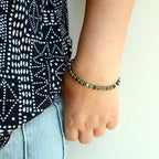 Ganbatte Handmade Beaded Bracelet, Natural Stone and Silver Stainless Steel, Boho Style Women's Jewelry - color: Moss Agate
