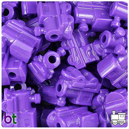 BeadTin Opaque 22mm Train Pony Beads (24pcs) (Dark Lilac) - color: Dark Lilac