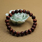 Angelstones Handmade Natural Healing Gemstone 8mm Round Beads Stretch Crystal Bracelet 7 Inch Unisex - color: Red Tiger Eye