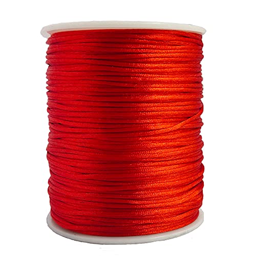 1.5 mm Nylon Satin Cord Beading Braided Thread String for Macrame Bracelets Chinese Knotting,Necklaces,Jewelry Making 109 Yards (Red) - color: Red, size: 1.5mm