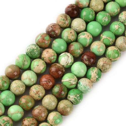 4mm Fruit Green Sea Sediment Imperial Jasper Round Gemstone Natural Stone Loose Beads for Jewelry Making Design Crafts 90 Pcs 15 Inch - color: Fruit Green, size: 4mm